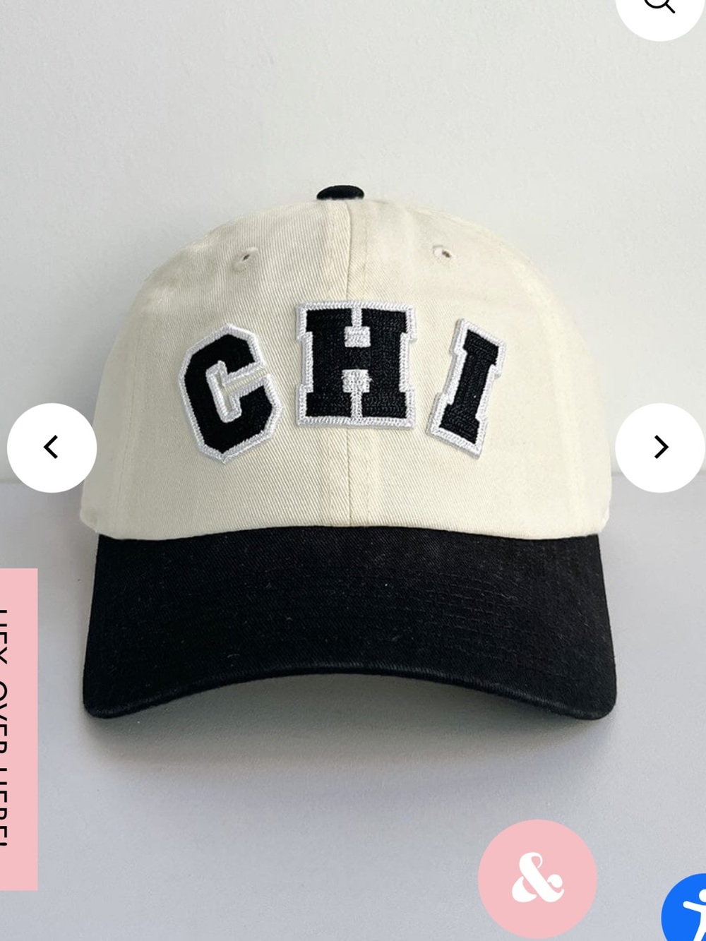 Alice & Wonder CHI Two-Tone Baseball Cap - Cream and Black